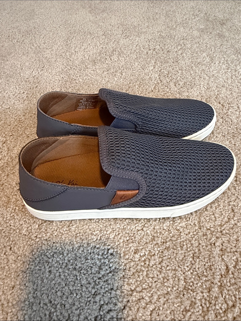 OluKai Slip-On Mesh Loafers in Gray with White Sole